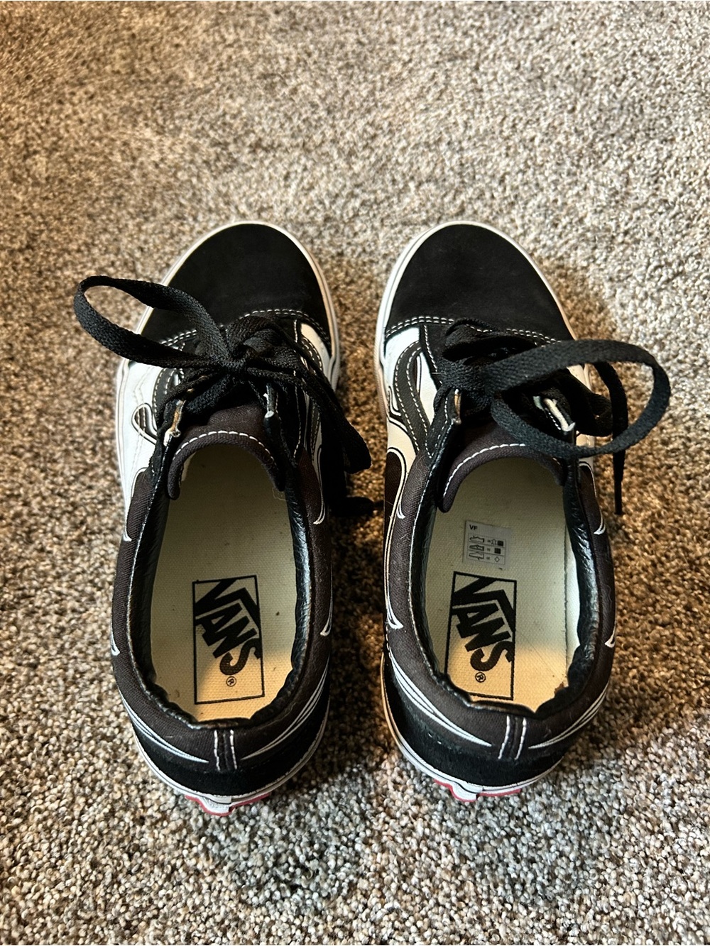 Vans Old Skool Black and White Flames Sneakers - Picture 6 of 8